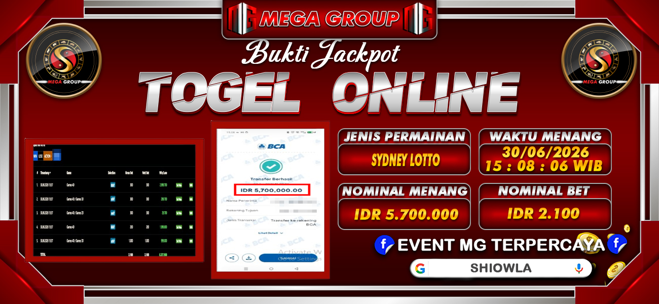 Bukti JP situs Shiowla hari Rabu, 01 Juli 2026