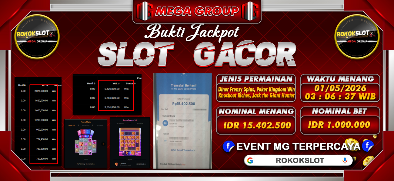 Bukti JP situs Rokokslot hari Jumat, 01 Mei 2026