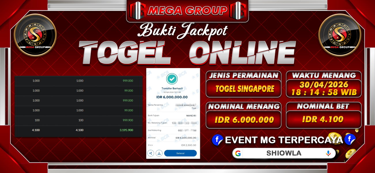 Bukti JP situs Shiowla hari Kamis, 30 April 2026