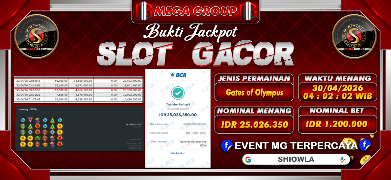 Bukti JP situs Shiowla hari Kamis, 30 April 2026