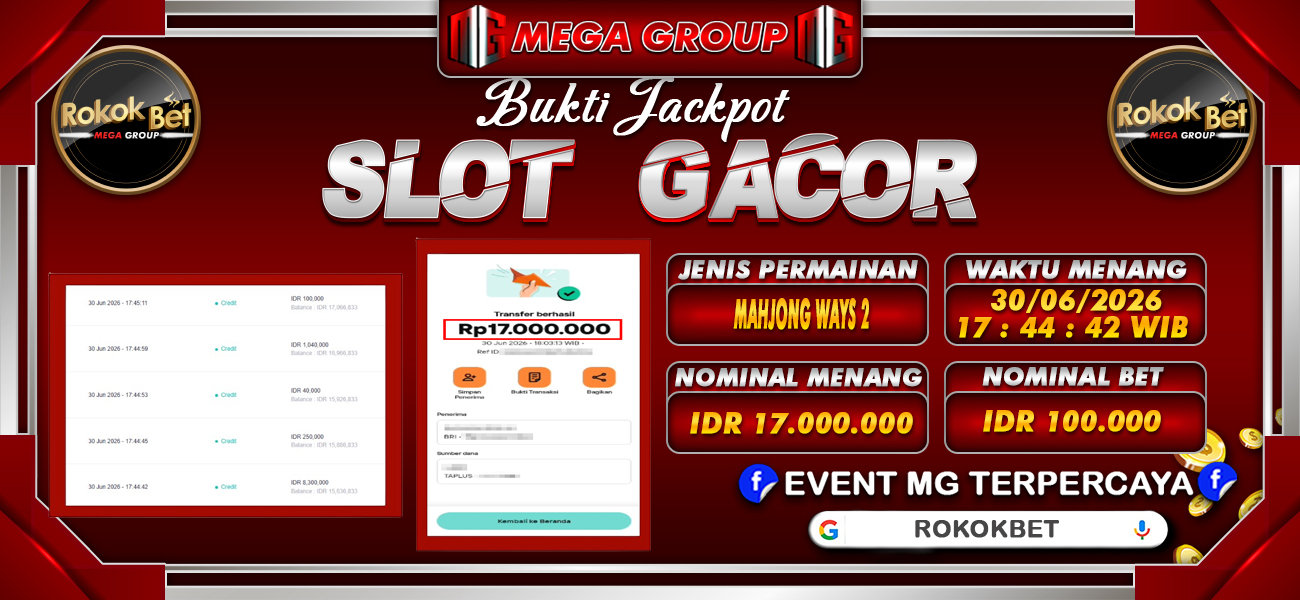 Bukti JP situs Rokokbet hari Rabu, 01 Juli 2026